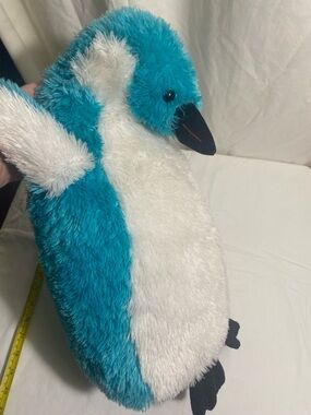 Plush Teal and White Penguin Toy - Soft Small Plush